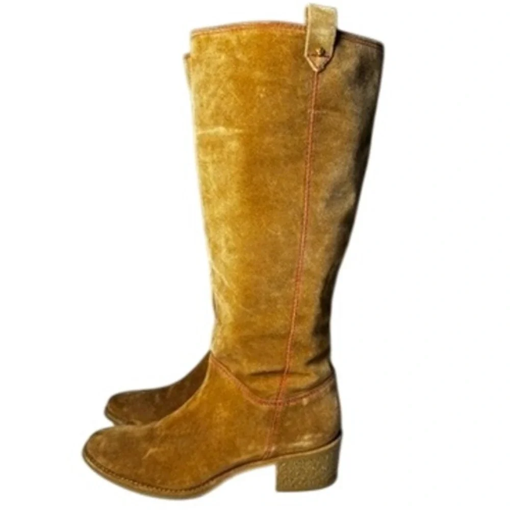 Kate Spade New York Size 10 Suede Collins Campus Knee High‎ Boots Tan Block Heel